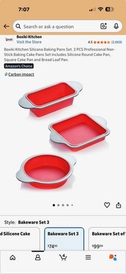 Silicone Baking Pans Set. 3 PCS Professional Non-Stick Baking Cake Pans Set i...