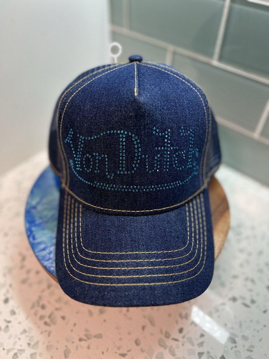 Von Dutch Trucker Hat Navy Denim Blue Rhinestone Logo  display picture 3