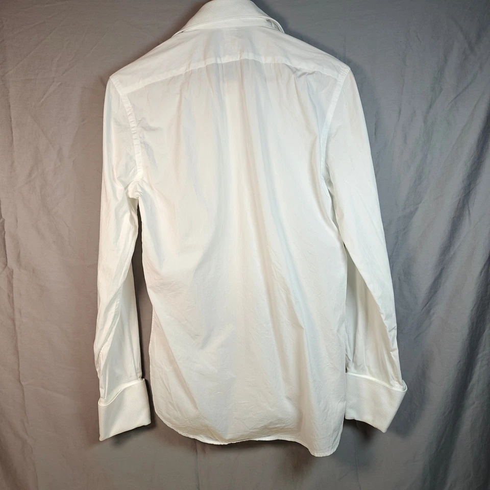 SUITSUPPLY Para Hombres Blanco Algodón Egipcio Camisa Esmoquin Puños Franceses Vestido Formal Foto 3 de 4