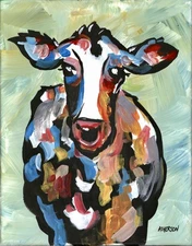 Atherton 11x14 Original Expressionism Acrylic Painting "Bessie" hand signed