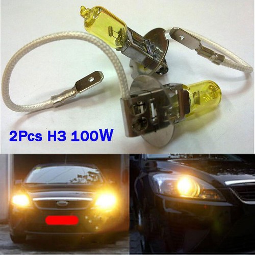 2x H3 Halogen 3000K 100W Fog/Driving Light Bulbs Bright Yellow Xenon Replacement - Picture 9 of 11