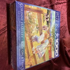 EUROGRAPHICS 1000 PIECE PUZZLE KIDS ON A FENCE! Made in USA New Seal Freeship E4