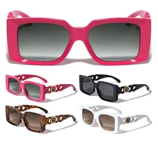 SQUARE LION HEAD MEDALLION CHAIN SUNGLASSES SPORT RETRO DESIGNER FASHION OUTDOOR