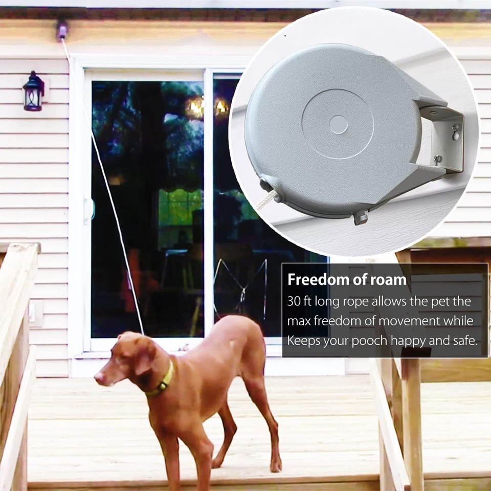 30ft Retractable Dog Tie Out Rope for Small to Large Dogs Between 2560