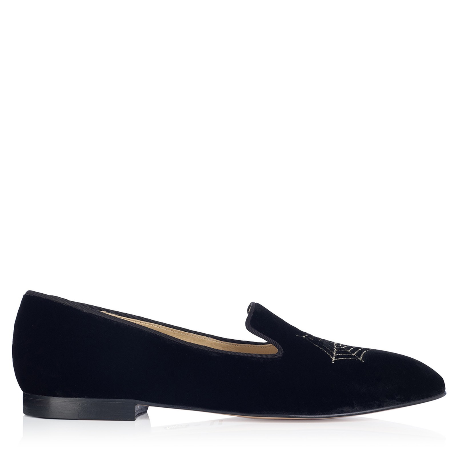 PANTOFOLA D’ORO $765 Nuove Scarpe Charlotte Olympia UOMO CHARLOTTES WEB Velluto Ricamato 45