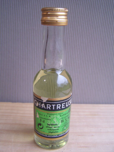 mignonnette chartreuse verte 1980's mini petite miniature bouteille liqueur - Zdjęcie 1 z 5