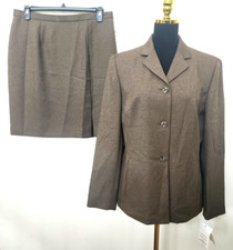 NWT Jones New York Women's Brown 2Pc PEB Skirt Suit Size 16