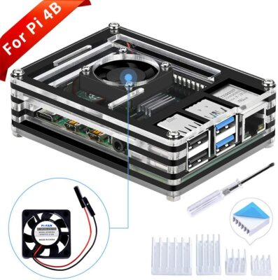 GeeekPi Acrylgehäuse für Raspberry Pi 4 Model B, Raspberry Pi 4B Gehäuse mit Lüfter