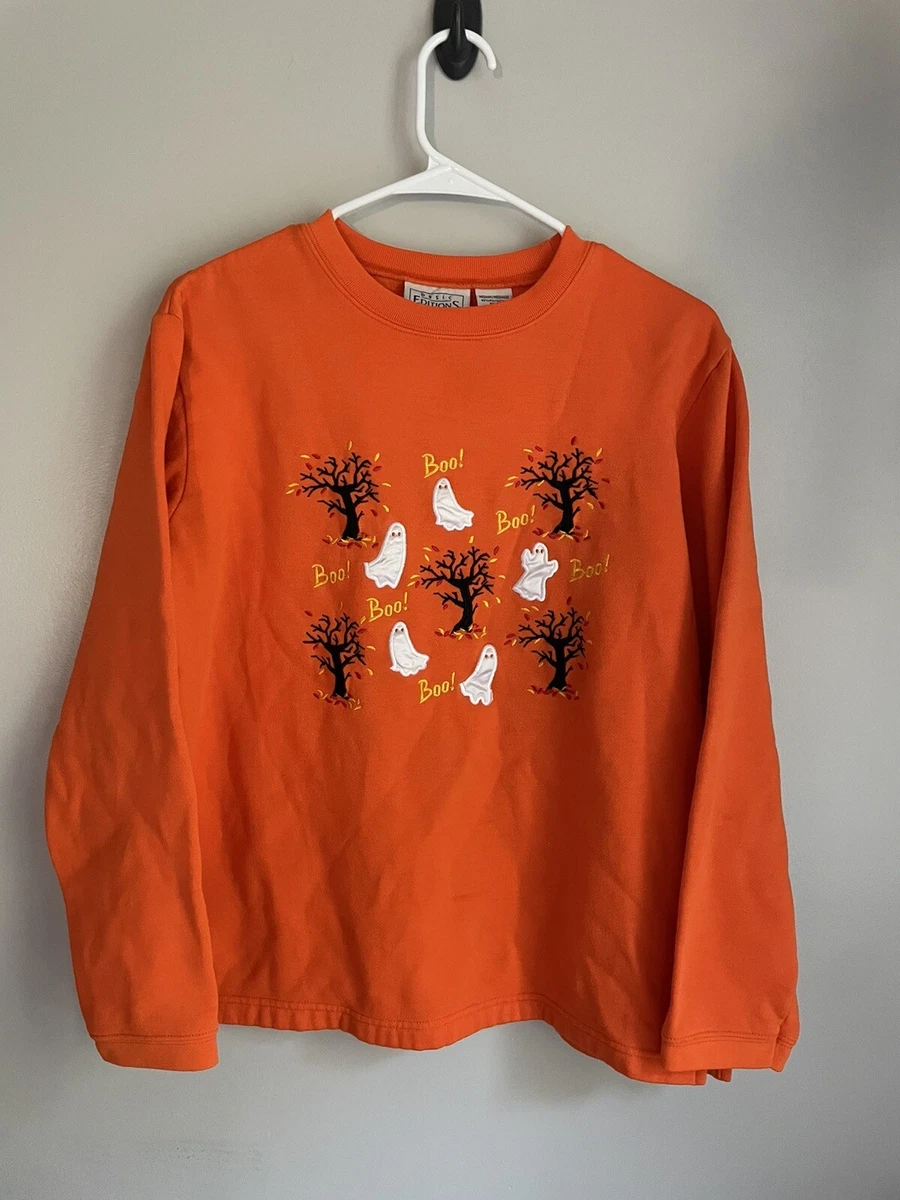 Vintage Basic Editions Halloween 90s GHOSTS Boo Sweatshirt Sweater Women s Med