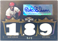 2007 Topps Triple Threads Triple Relic Gold Bob Gibson Auto TTRA-99 /9