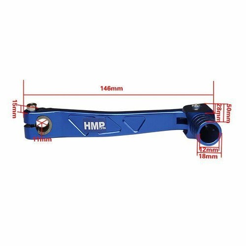 Alu Schalthebel blau Typ 6 umklappbar universal performance Pit Bike HMParts - Picture 2 of 2