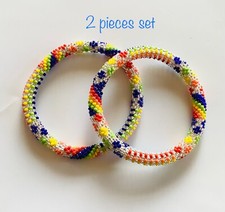Multicolor Nepal Bracelets. Set of 2 as shown. Beaded Nepal Bracelet.
