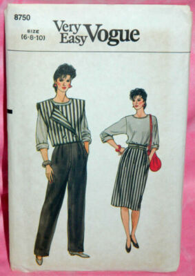 8750 VINTAGE MUSTER VOGUE 4 CREATIONS ROCK BLUSE HOSE 34 BIS 38 (6 BIS 10)