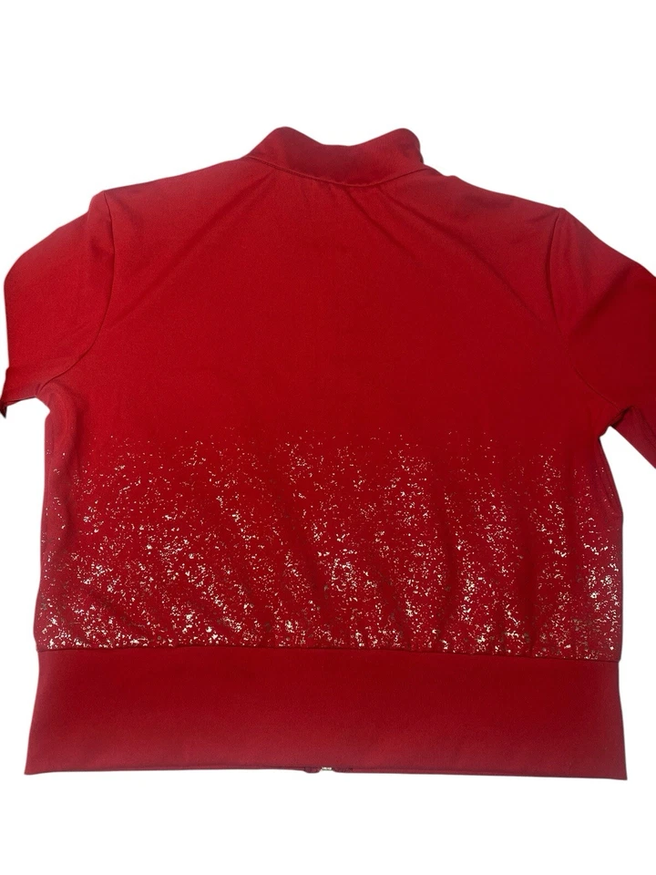 Leggings femininas True Religion ombre glitter vermelho conjunto zíper crop top prata média - Imagem 4 de 4