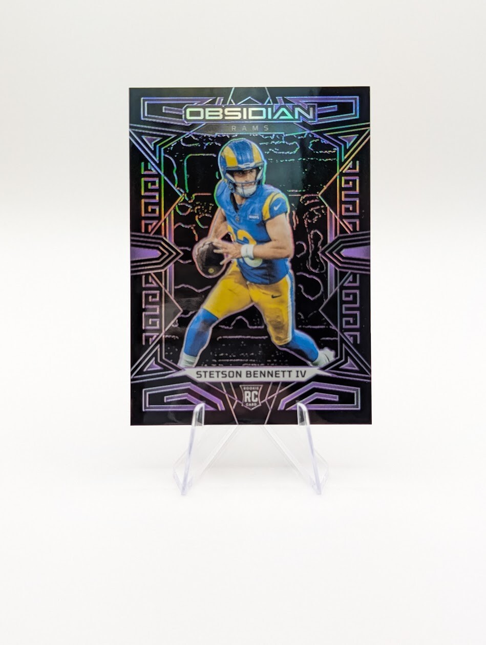 Stetson Bennett IV 2023 Panini Obsidian RC Electric Etch Purple SP /75 #155 Rams