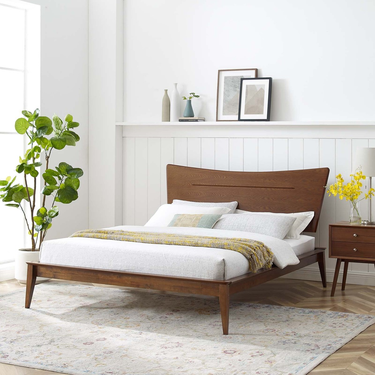 Modway Astra Wood King Platform Bed in Walnut | eBay