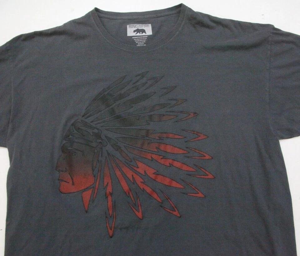 Camiseta Top Hombre 3XL Anillo de Fuego Cabeza de Indio Manga Corta Gráfico XXXL Z25 Foto 2 de 4