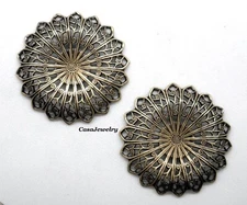 #5040 ANTIQUED GOLD DAPPED ROUND FILIGREE COMPONENT - 2 pcs