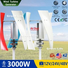 3000W Wind Turbine Generator Kit Vertical Axis 3 Blades Wind Air Duct Generator