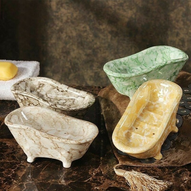Ceramic Clawfoot Old Fashioned Bathtub Shape Soap Dish Creme English Ivy Garden eBay