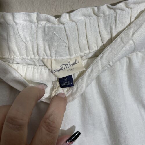 Universal Thread Medium White Elastic Waist Side Pockets LinenBlend New - Picture 3 of 6