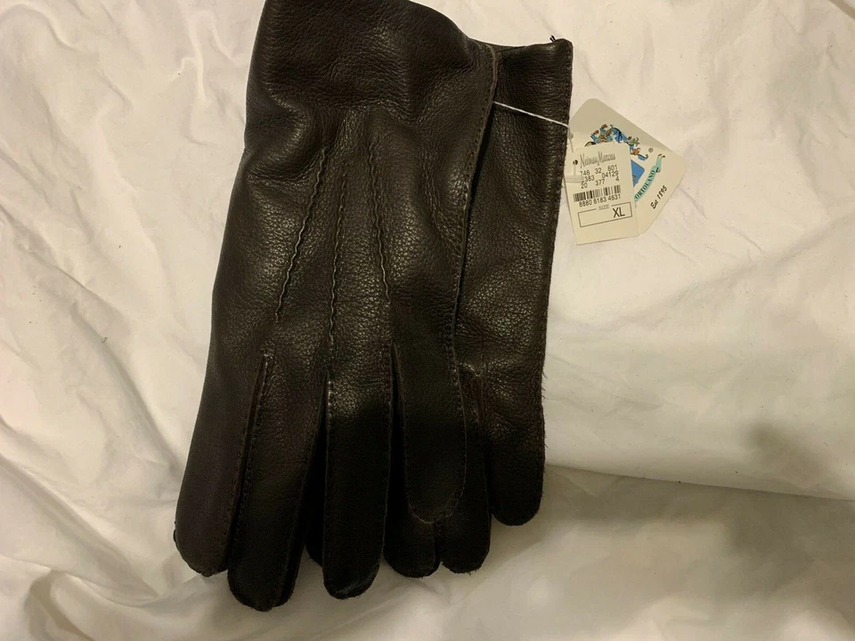  Luvas masculinas Portolano XL couro marrom forrado de pele NOVO - Imagem 3 de 4