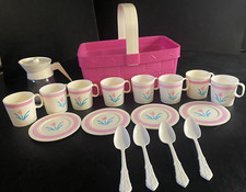 Vtg Chilton Aluminum Specialty USA Tea Cups, Plates, coffee pot, spoons 18 pcs