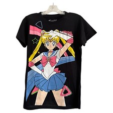 SAILOR MOON Women’s (RARE) Big Front Graphic Black Animation Tee T-Shirt-MEDIUM