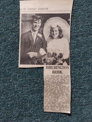 K1w Ephemera 1962 Picture Birchington Wedding Patricia Gore Stanley Grainger