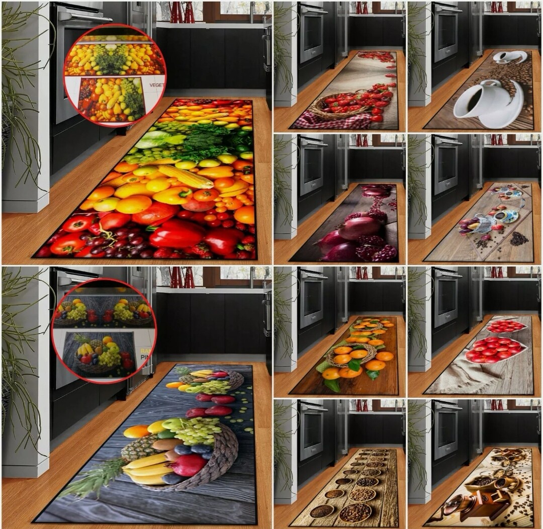 3D rutschfeste Obstmatte Küche Teppich Flur Läufer maschinenwaschbare Fußmatten