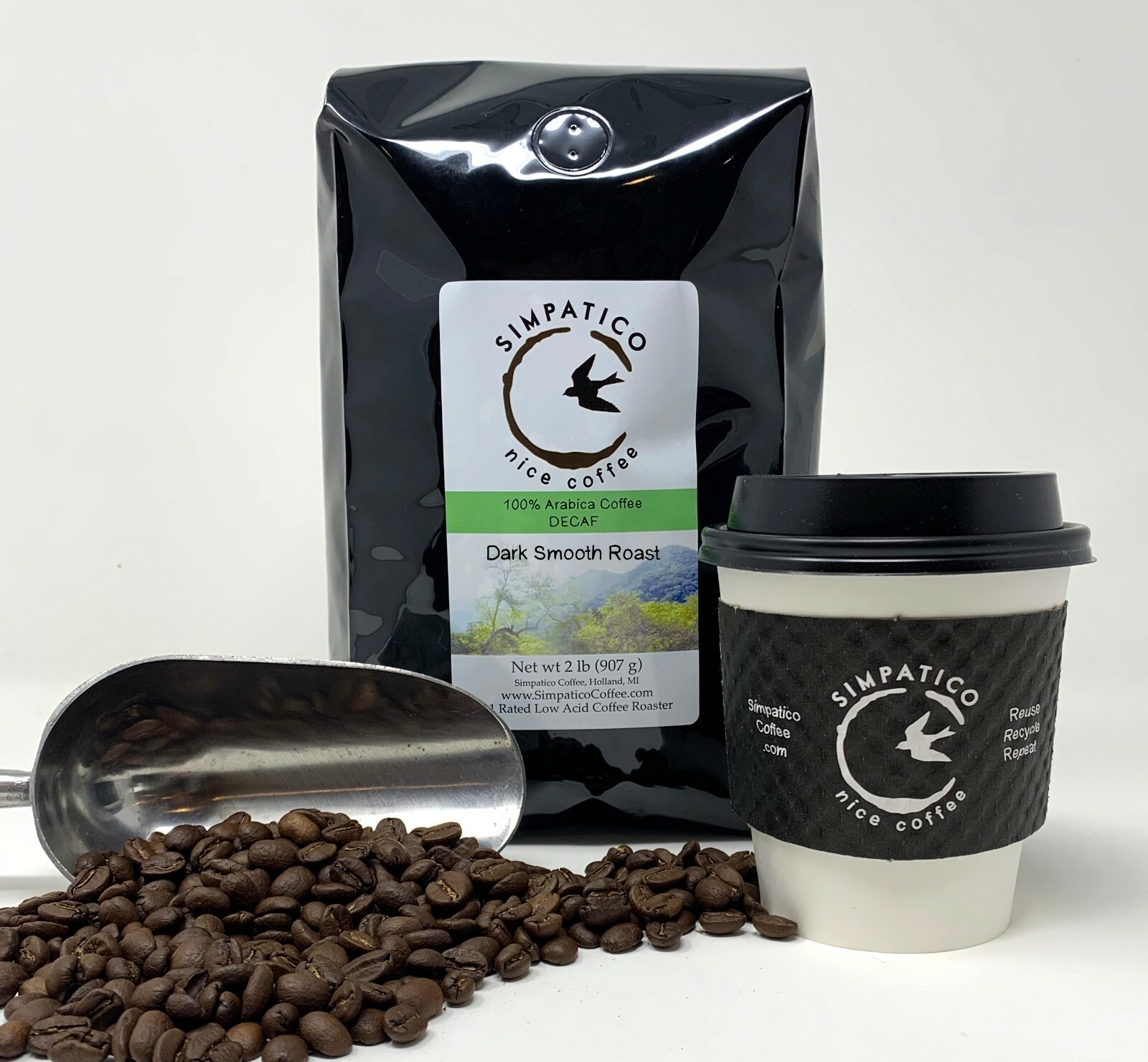 Simpatico Low Acid Coffee - Decaf Dark Roast - Free Shipping