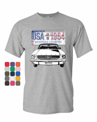Mustang Country 1964 T-Shirt Ford Legend USA American Classic Mens Tee Shirt