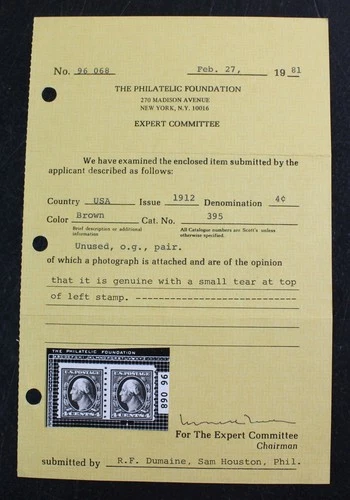 CKStamps: US Stamps Collection Scott#395 4c Washington Mint NH OG PF Cert