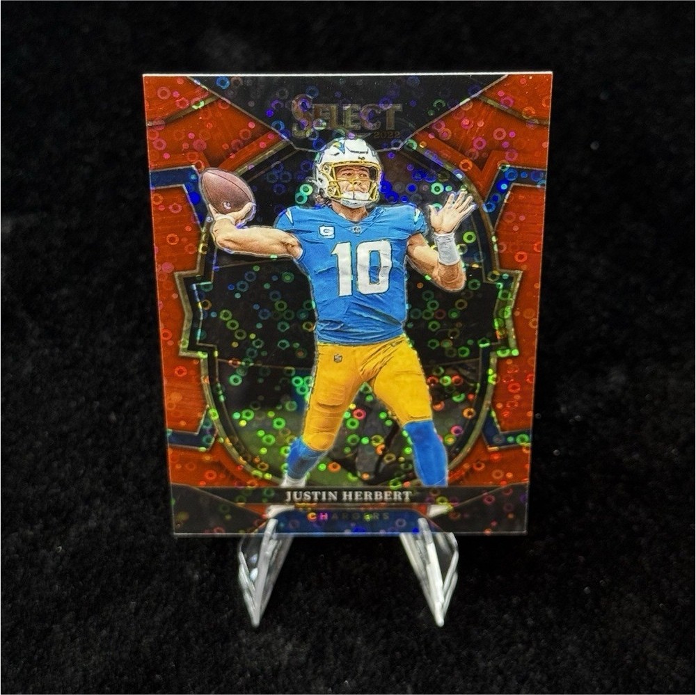 Panini Select 2022 Justin Herbert Red Disco Prizm #14/49 Concourse Chargers NFL