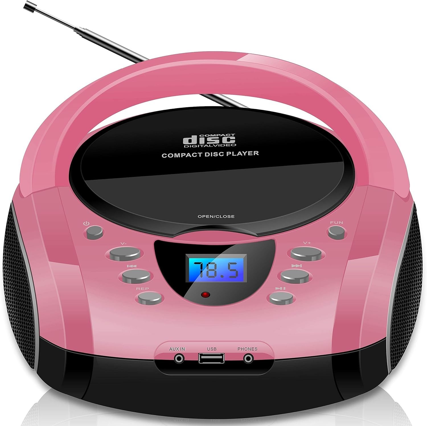 Boombox rose ultra moderne avec lecteur CD USB et Bluetooth