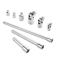  9 PCS Socket Accessory Set, Includes 3/8" Drive Extension Bar Set, 1/4", 3/8" 