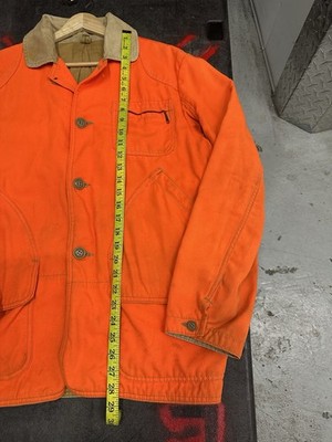 Vintage LL Bean Hunting Jacket Orange 60's 70's Talon Zip Large