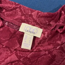 LOGO Layers Lori Goldstein Top Size L Fuschia Sheer Textured Flare Geo - New