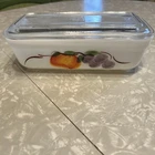 Vintage Fire King Fruit Pattern Rectangular Refrigerator/Casserole  Dish w/Lid