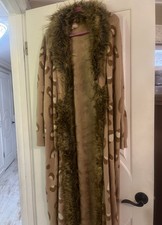 Show me your mumu Long Fur Lined Leopard Print Cardigan Women's Size M Faux Fur