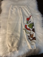 Kids The Grinch Ivory Sweatpant Jogger Lounge Wear Grinch Graphic 5T