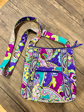 Vera Bradley Colorful Paisley Crossbody Bag Purple Teal Zip Closure Pockets