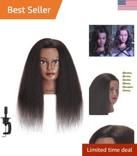 16 Inch Black Real Hair Mannequin Head for Braiding and Styling - Perfect Gift