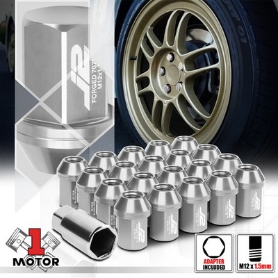 (20) J2 ENGINEERING Silver M12x1.5 35mm Aluminum Flattop Capped Tuner Lug Nut