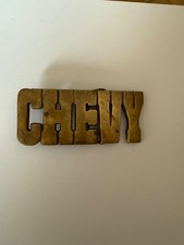 Chevy Solid Brass Belt Buckle Spell Out Block Letter Chevrolet Vintage 1970s