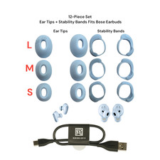 Bose QuietComfort Earbuds Moonstone Blue Tips USB-C Cable Bundle