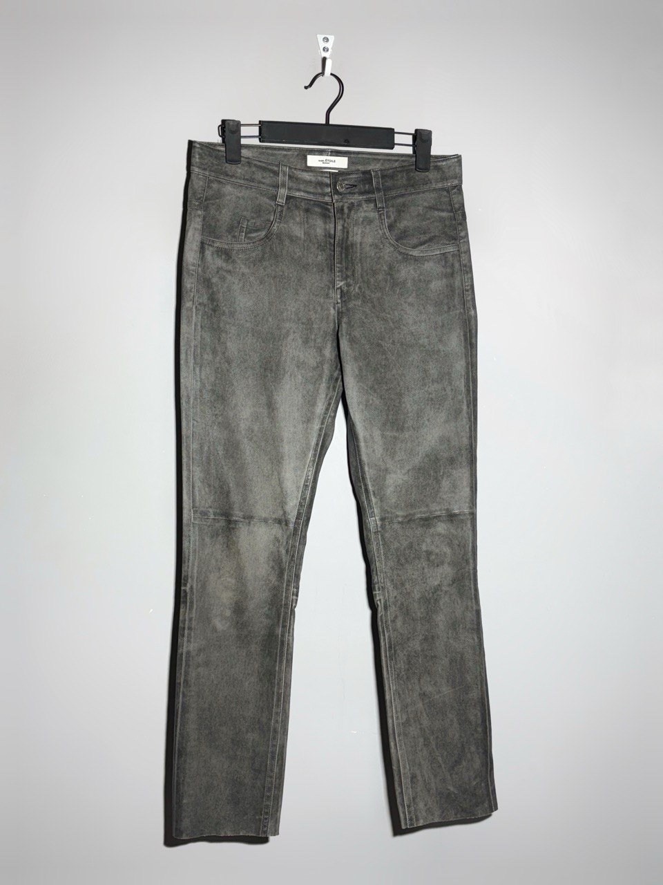 Isabel Marant Etoile Taro Trousers Lamb Leather Pants Graphite Grey Women Sz 36