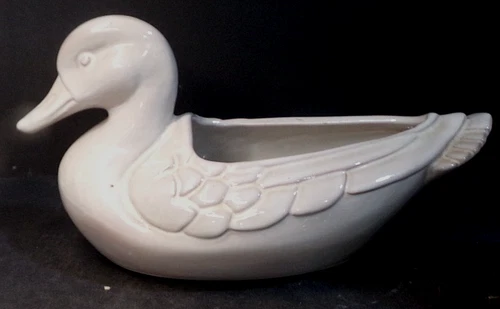 Vintage Frankoma Pottery MALLARD DUCK Planter 208, 11.5" long