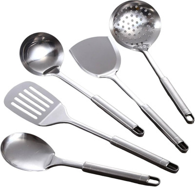 Stainless Steel Cooking Utensils Set, 5 Pcs Stainless Steel Kitchen Utensils ...