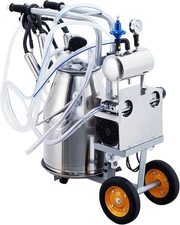 Electric Cow Milker 6.6Gal 550W Dairy Machine Portable Vacuum Pump Cart Kit